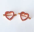 Crystal Hearts Pierced Nipple Rings 14G Sexy Nipple Barbell Jewelry