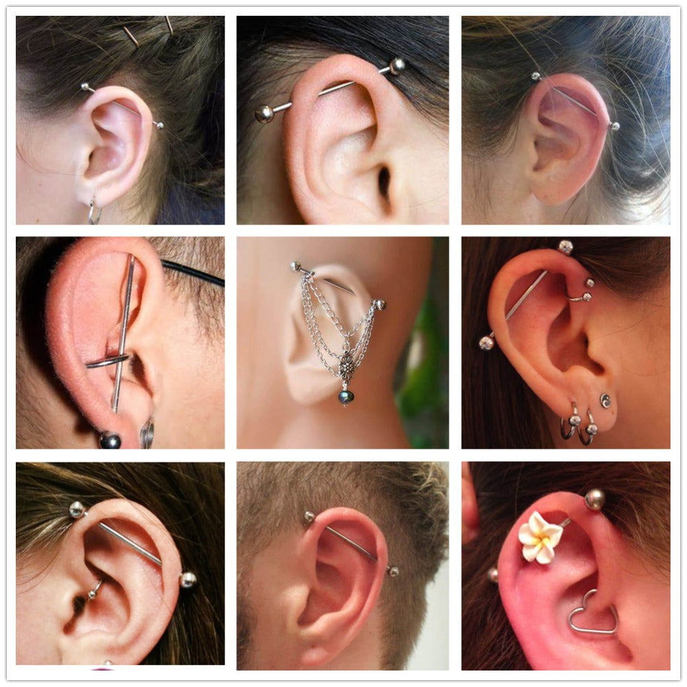 Human Body Piercing Titanium Steel Tongue Pin Stainless Ear Bone Stud Earrings