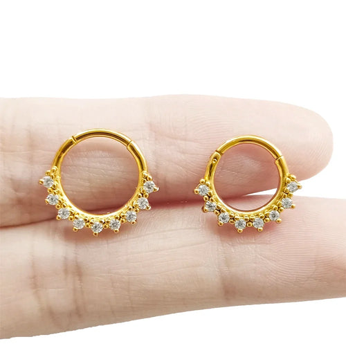 316L Surgical Steel Segment Nose Ring Zircon Septum Clicker Ear Cartilage Helix Daith Hoop Body  Piercing Jewelry
