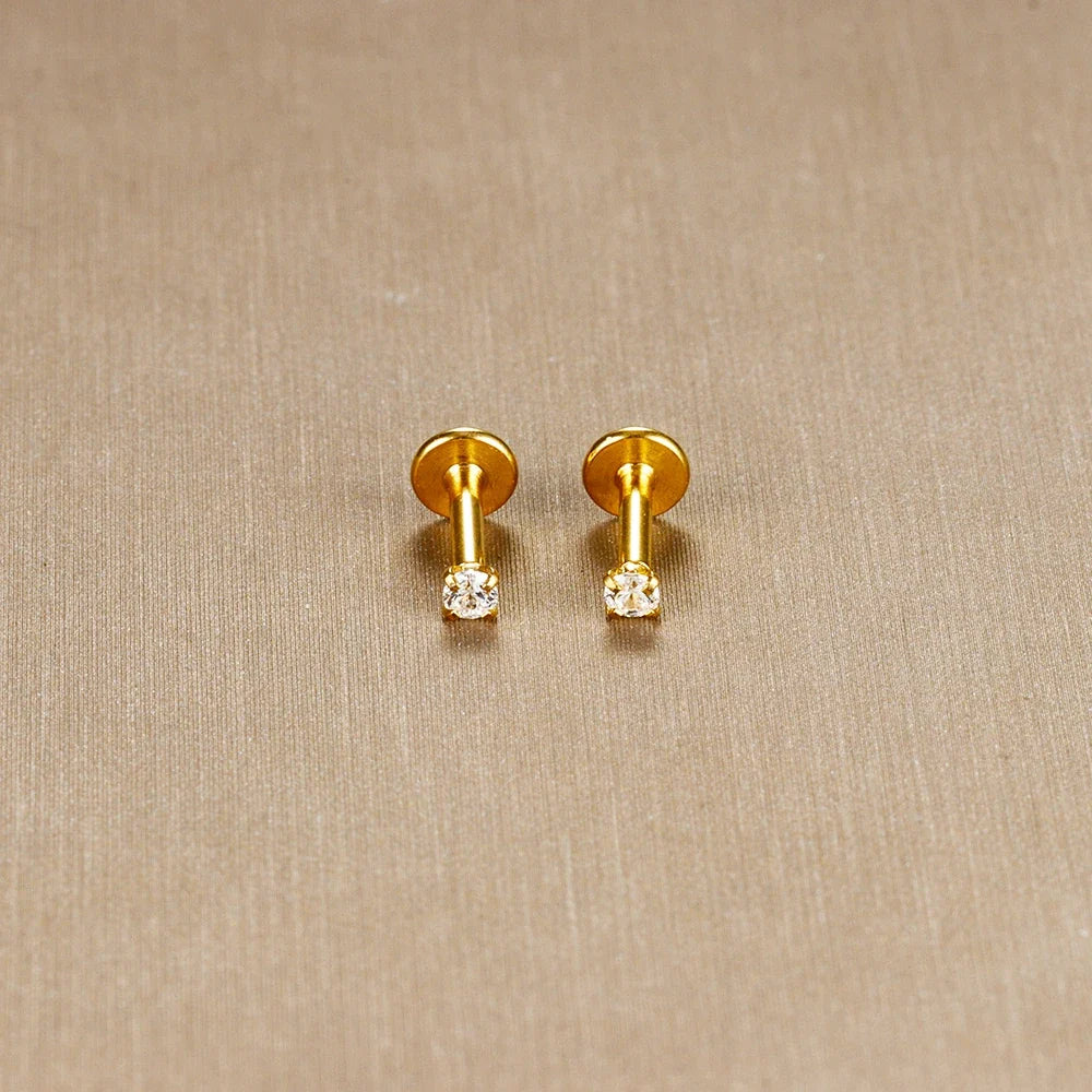2PC Labret Tragus Stud Earrings 16G Surgical Stainless Steel CZ Crystal  Monroe Helix Cartialge Conch Medusa Lip Body Piercing