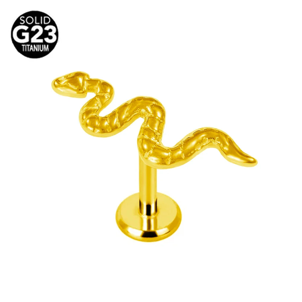 G23 Titanium Snake Bee Feather Labret Piercing 16G Internal Thread Earring Stud Cartilage Helix Body Jewelry