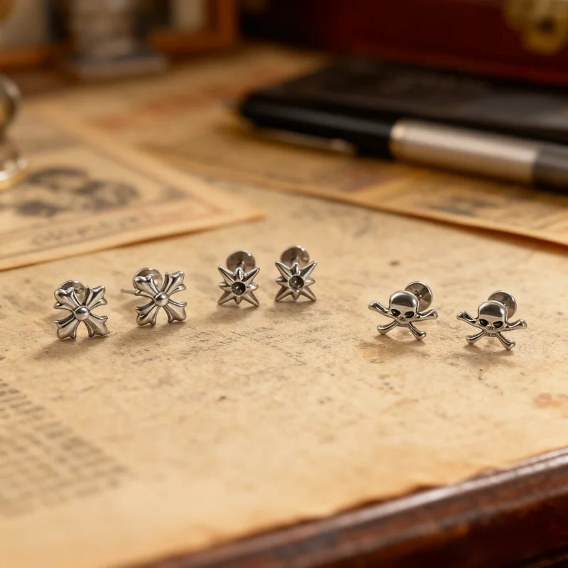 G23 Titanium Cross Lip Piercing 16G Gothic Skull Labret Tragus Helix Cartilage Nose Jewelry Body Piercing Accessory