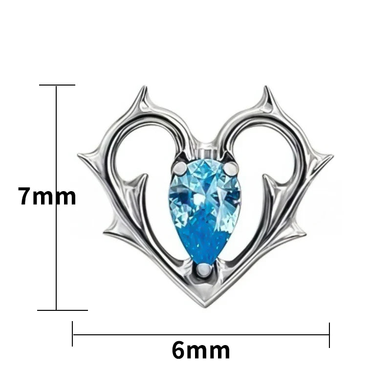 G23 Titanium Lip Piercing Stud Earring with Heart Design Teardrop CZ Nose Stud Internal Thread Helix Cartilage Labret Jewelry