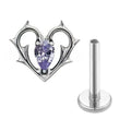 G23 Titanium Lip Piercing Stud Earring with Heart Design Teardrop CZ Nose Stud Internal Thread Helix Cartilage Labret Jewelry