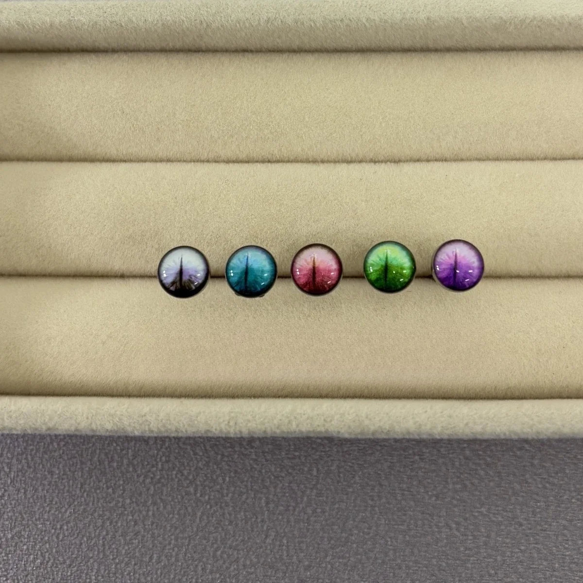New Trendy Hypoallergenic Stainless Steel Colorful Eye Tongue Rings for Women Tongue Stud Body Piercing Jewelry