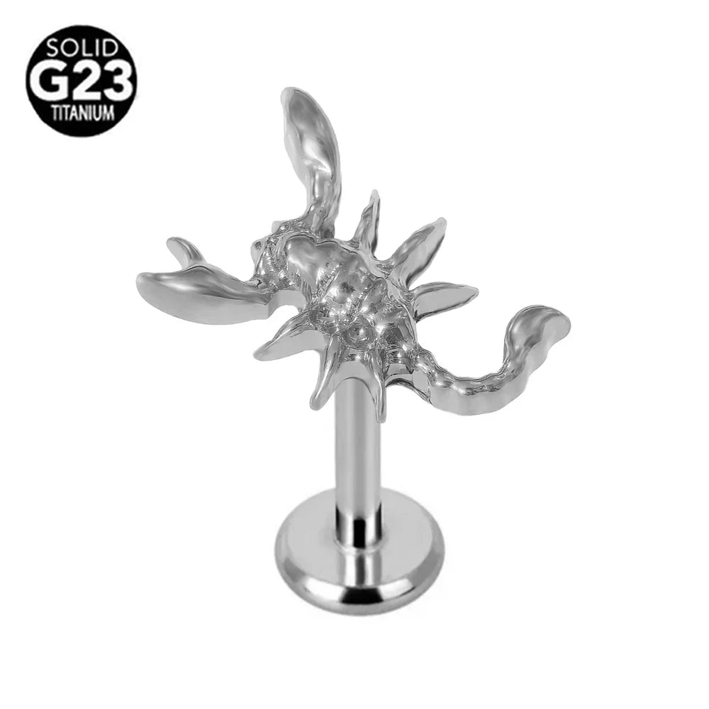 G23 Titanium Snake Bee Feather Labret Piercing 16G Internal Thread Earring Stud Cartilage Helix Body Jewelry