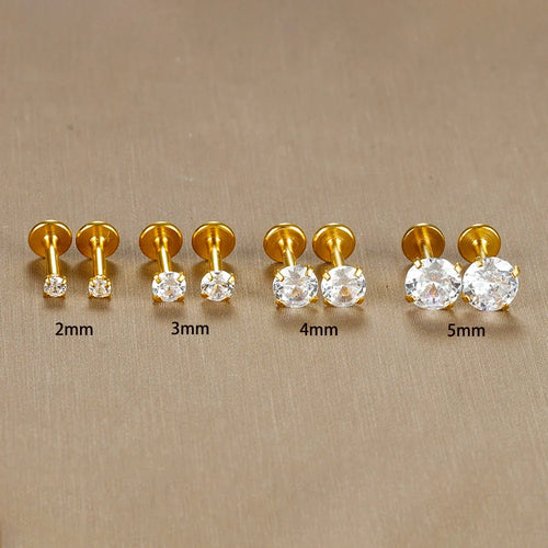 2PC Labret Tragus Stud Earrings 16G Surgical Stainless Steel CZ Crystal  Monroe Helix Cartialge Conch Medusa Lip Body Piercing