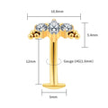 Titanium Leaf Branch Push In Threadless Labret Piercing Crystal Belly Button Ring Body Jewelry J