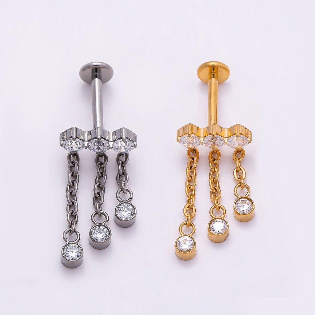 Round Drop Cartilage Piercing Flat Back Stud
