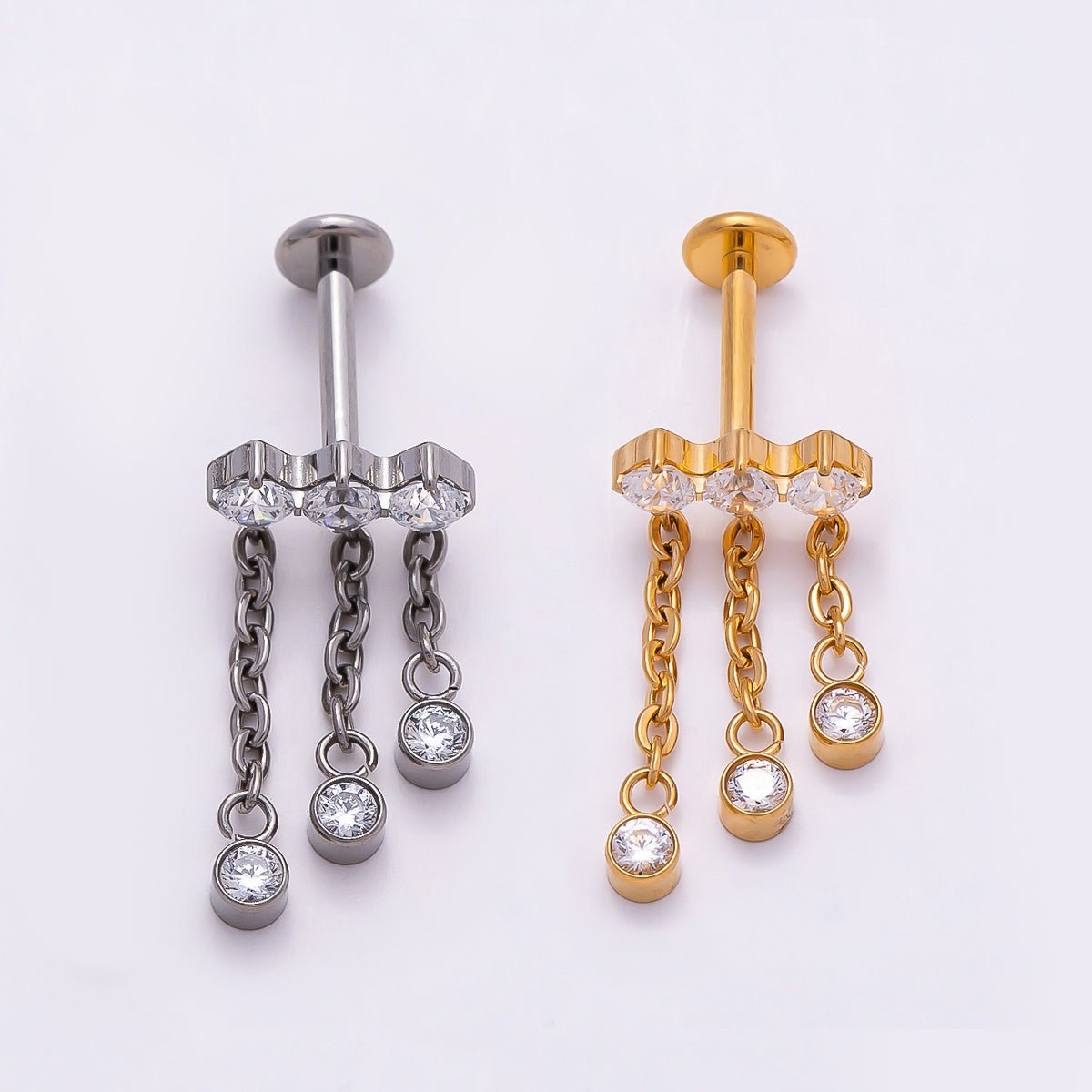 Round Drop Cartilage Piercing Flat Back Stud