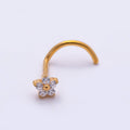 Titanium 3mm Clear CZ Flower Cartilage Nose Single Piercing Stud in Gold & Silver | BJ-00230 BJ-00231